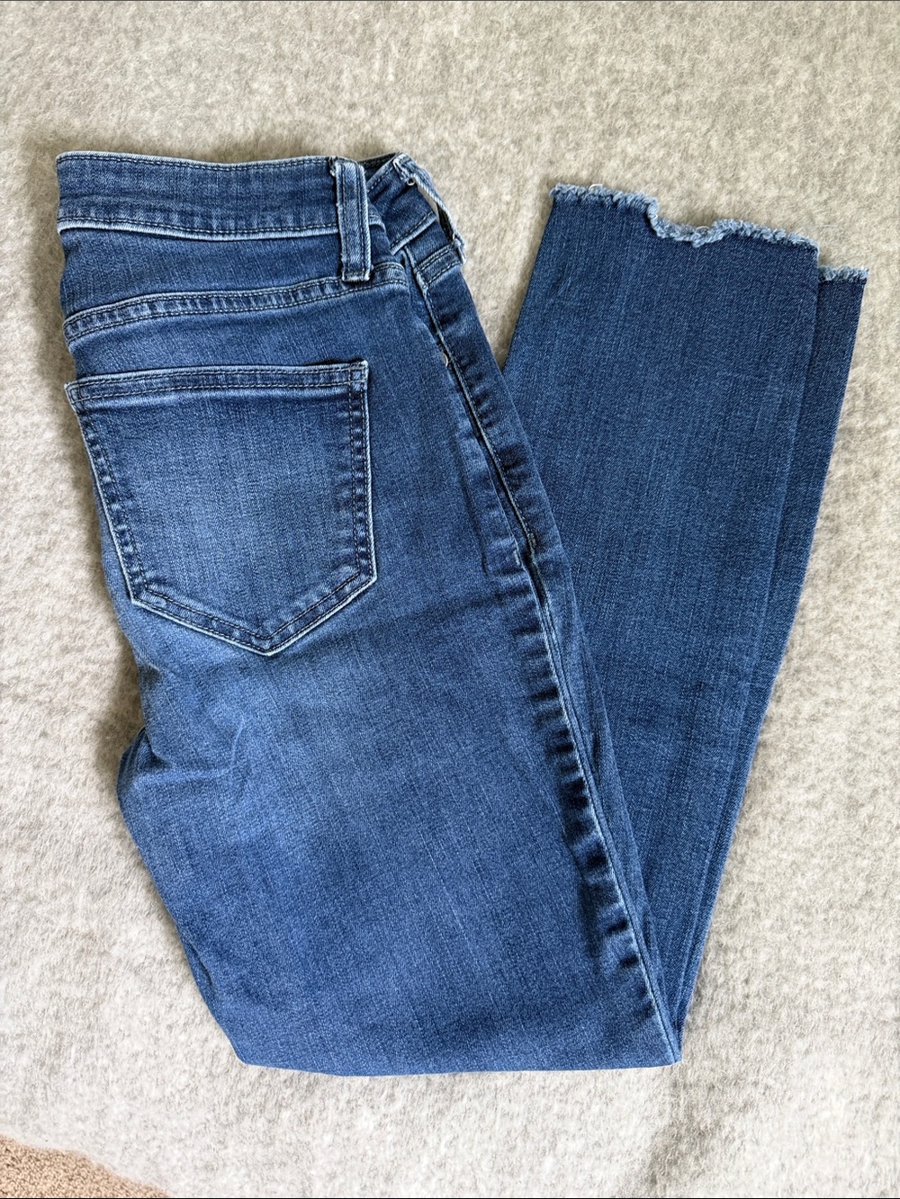 LC Lauren Conrad Dark Blue Skinny Jeans with Frayed Hem